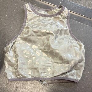 The Chestee Gray Leopard Print Sports Bra